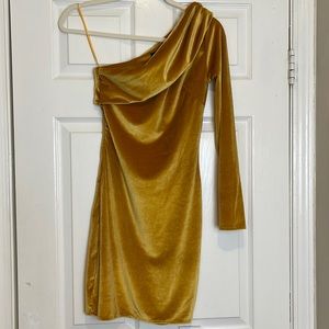 One shoulder suede dress
